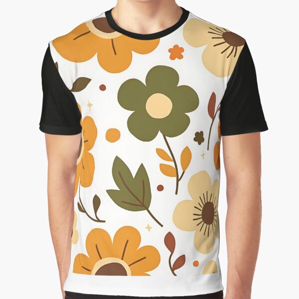 Decorative Pillows For Master Bedroom. Retro Groovy Floral Pattern. 70s Flower Power Design. Vintage Daisy Delight Pattern Graphic T-Shirt