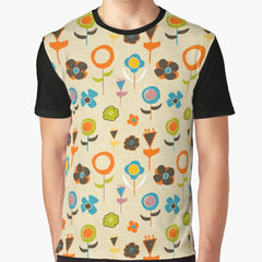 new floral beige brown Graphic T-Shirt