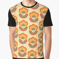 Retro Flower Brown Graphic T-Shirt