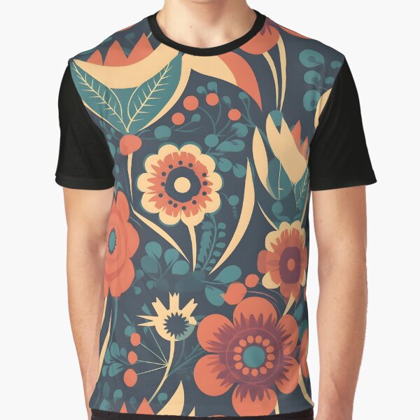 Retro flower pattern tile Graphic T-Shirt