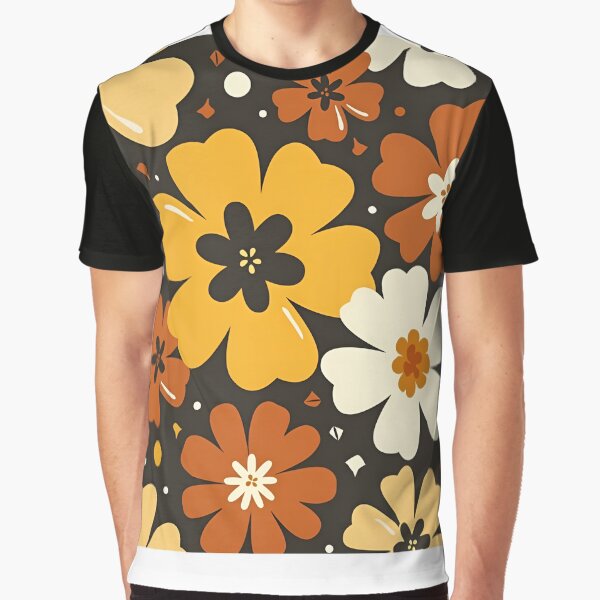 Retro Groovy Floral Pattern, 70s Flower Power Design, Vintage Daisy Delight Pattern,. Decorative Pillows for Master Bedroom. Graphic T-Shirt