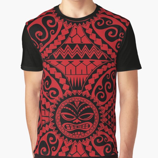 Polynesian tattoo red black design Graphic T-Shirt