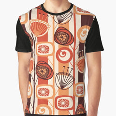 retro flower brick red Graphic T-Shirt