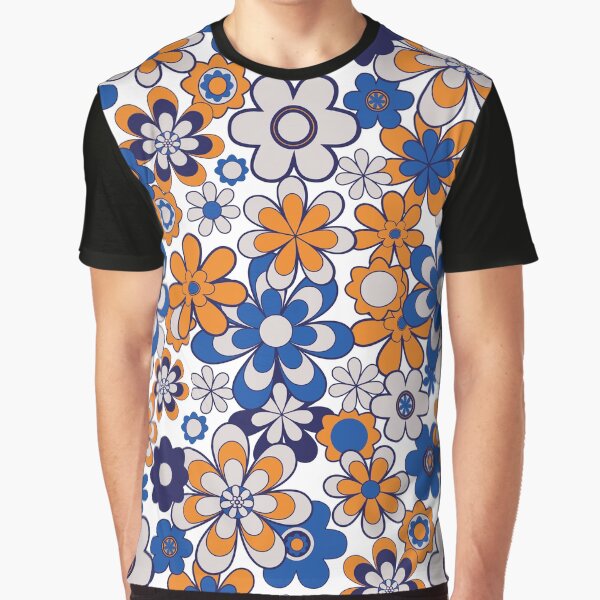 Retro Garden Flowers Groovy Multicolor 60s 70s Floral Pattern Graphic T-Shirt
