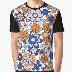 Retro Garden Flowers Groovy Multicolor 60s 70s Floral Pattern Graphic T-Shirt