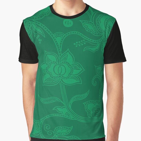 Glamorous Vintage Floral Elegant Green Graphic T-Shirt