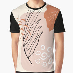 Abstract Pastel Leaves Art Graphic T Shirt