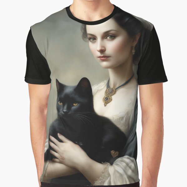 Elegant Cat Mom & Her Black Beauties Graphic T-Shirt