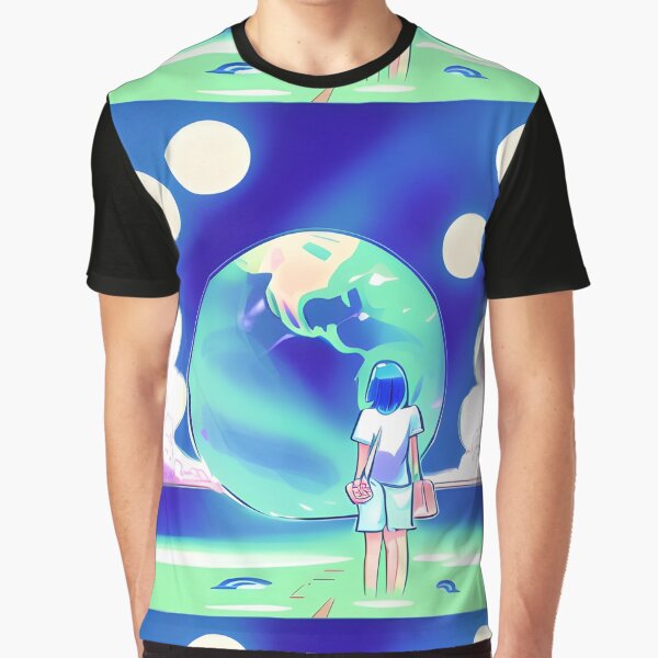 Anime Earth Superhero Art | Save Our Planet Graphic T-Shirt