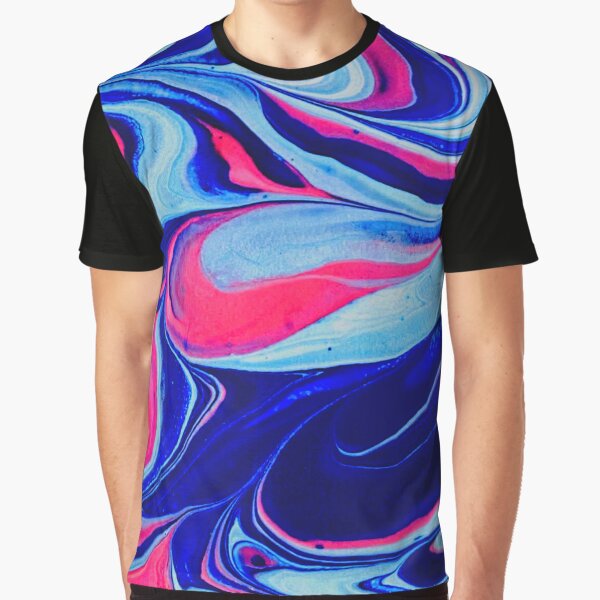 Abstract Water Swirls Blues And Pinks Graphic T Shirt