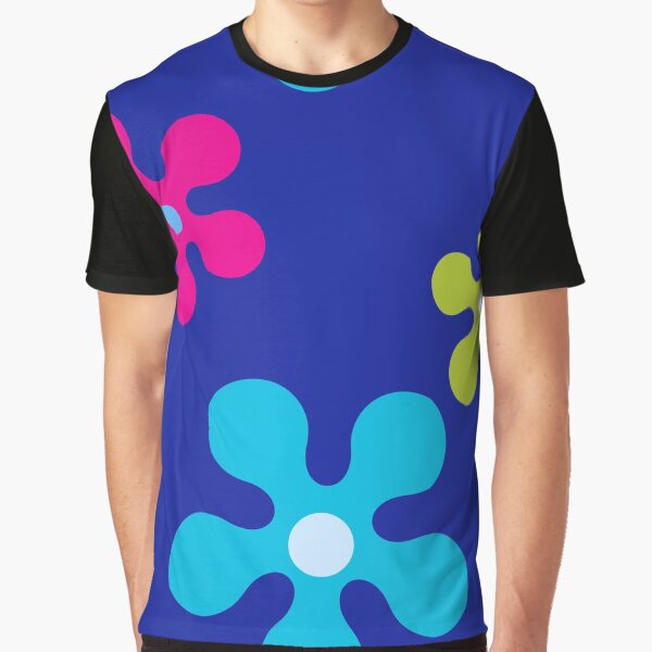 60S Retro Sixties Vintage Hippie Groovy Flowers Blue Sky Graphic T Shirt