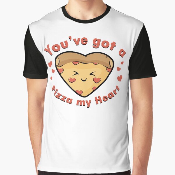 Kawaii Pizza Heart Graphic T-Shirt