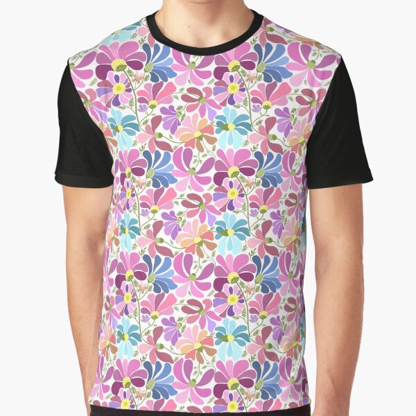 Multicoloured floral pattern(white background) Graphic T-Shirt