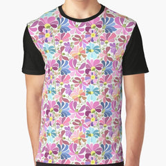 Multicoloured floral pattern(white background) Graphic T-Shirt