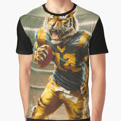 a cool and angry tiger playing American football Graphic T-Shirt