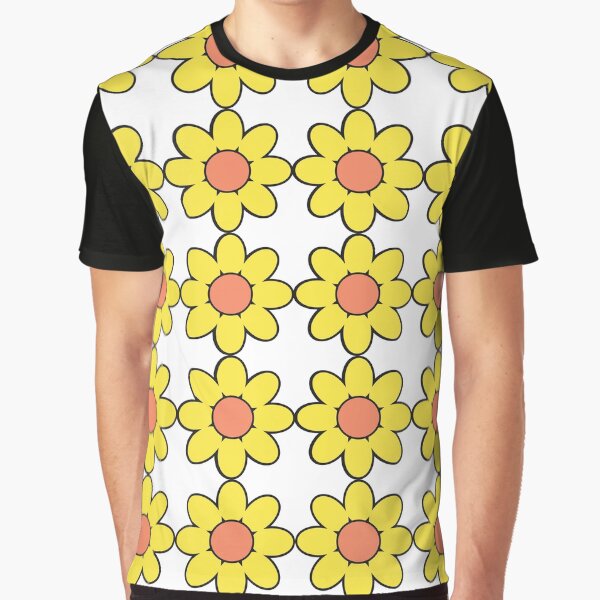 Retro Rounded Flower Pattern Graphic T-Shirt