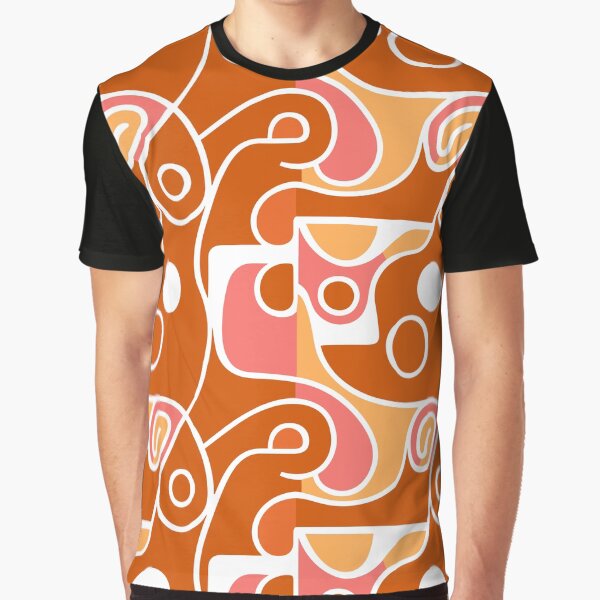 Retro 1960s Pattern in Brown Graphic T-Shirt