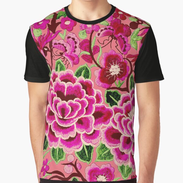 flower embroidery Graphic T-Shirt