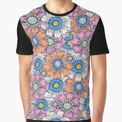 Flower field pattern. The power of flowers. Hippie pattern of the sixties. Graphic T-Shirt