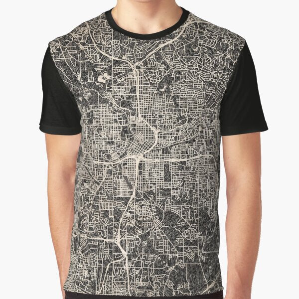 ATLANTA map Georgia Ink lines 2 Graphic T-Shirt