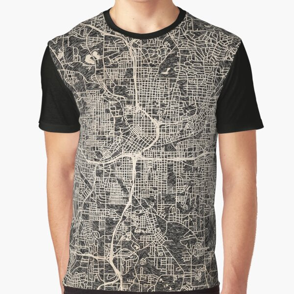 ATLANTA map Georgia Ink lines Graphic T-Shirt