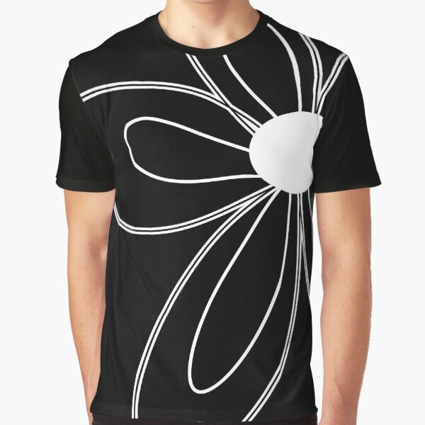Retro Flower Black and White Graphic T-Shirt