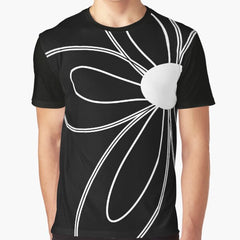 Retro Flower Black and White Graphic T-Shirt