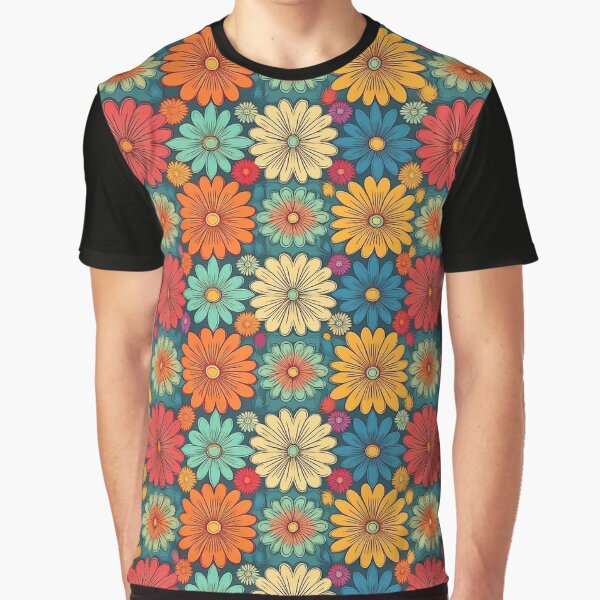 Retro Floral Pattern Print Graphic T-Shirt