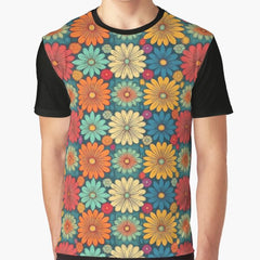 Retro Floral Pattern Print Graphic T-Shirt