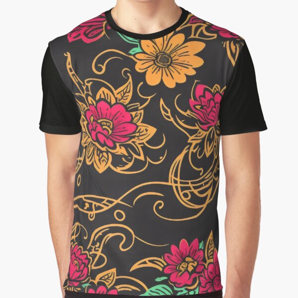 Retro Flower Background Graphic T-Shirt