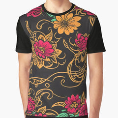 Retro Flower Background Graphic T-Shirt