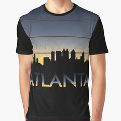 Atlanta Sunset Design Silhouette Design Sunset Design Atlanta Skyline Graphic T Shirt
