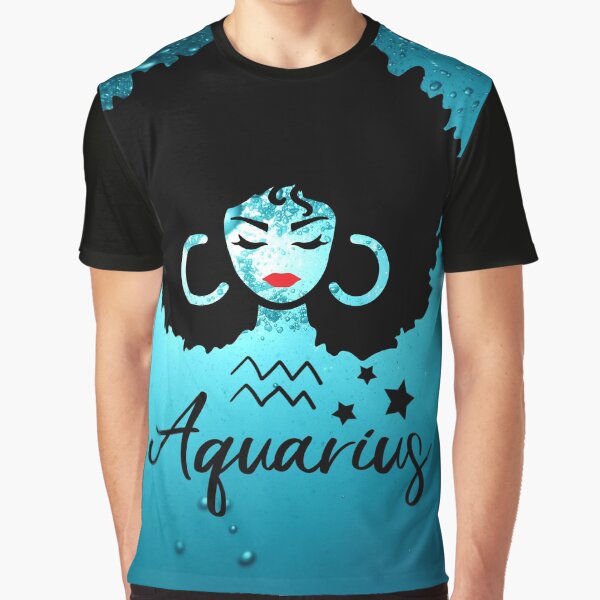Aquarius Water Sign Black Art Graphic T Shirt
