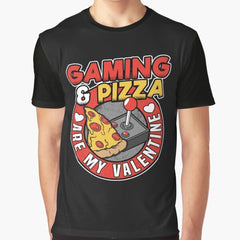 Gaming Pizza Valentine Day Graphic T-Shirt