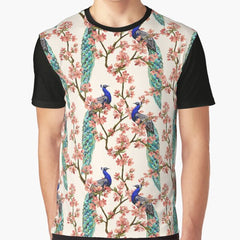 Majestic peacocks and cherry blossoms Graphic T-Shirt