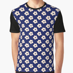 Copy of Copy of Copy of Retro Daisy Print in Navy Graphic T-Shirt