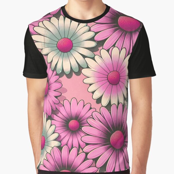 PINK RETRO DAISY BACKGROUND WALLPAPER STICKER Graphic T-Shirt