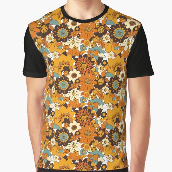 70s 60s retro Flower Power, Floral Pattern Graphic T-Shirt