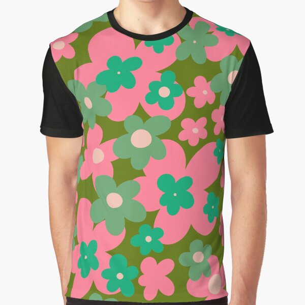 Groovy Retro Flowers 90s green 2 Graphic T-Shirt