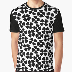 Retro pattern 70s flowers black and white Graphic T-Shirt