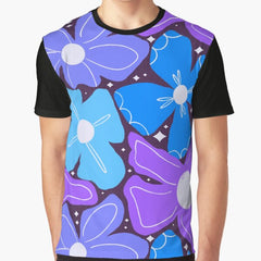 Groovy Petal Retro Garden Floral Purple – Bold Mid Century Modern Flower Graphic T-Shirt