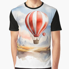 Adventure Awaits Hot Air Balloon Journey Art Graphic T Shirt