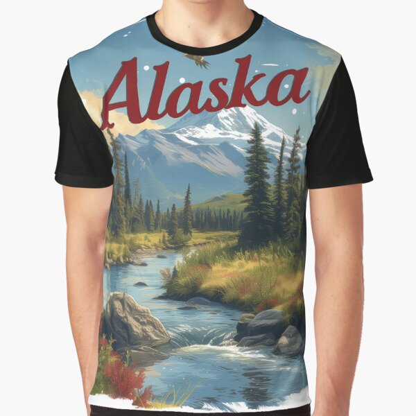 Alaska Vintage Poster Sticker Alaska Wilderness Graphic T Shirt