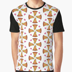 Yummy Pizza Slices Mandara Pattern Graphic T-Shirt
