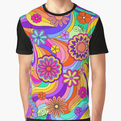 Groovy Psychedelic Flower Power Graphic T-Shirt