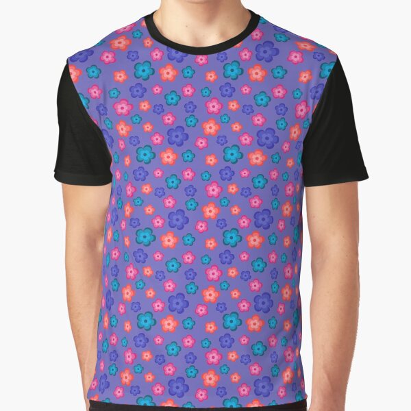 Retro flower power colorful hippie 70s purple Graphic T-Shirt