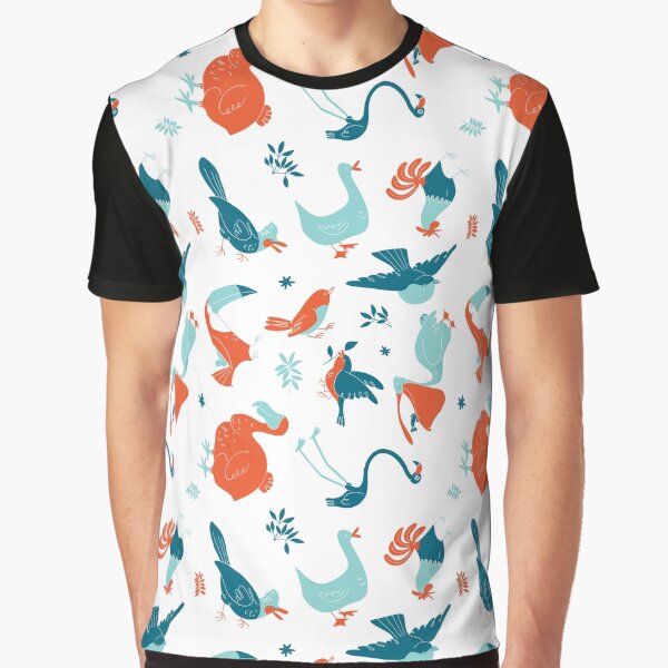 Happy Birds Pattern Graphic T Shirt