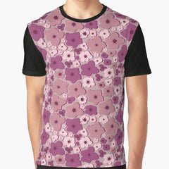 Retro flowers, Lilac on a gray-beige background Graphic T-Shirt