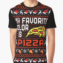 My Favourite Color is Pizza, Funny Christmas Pizza Pattern Graphic T-Shirt