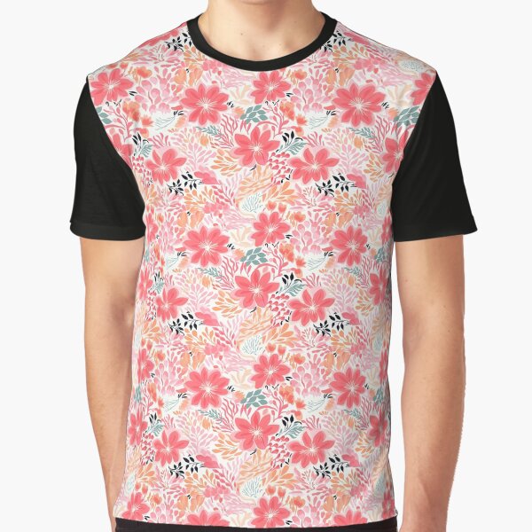 preppy red and orange floral pattern Graphic T-Shirt